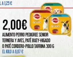Claudio PEDIGREE Alimento perro senior ternera y aves, paté buey-higado o paté cordero-pollo tarrina oferta