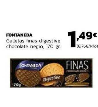 Supermercados Lupa Fontaneda Galletas Finas Digestive Chocolate Negro oferta