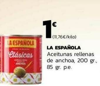 Supermercados Lupa La Española Aceitunas Rellenas De Anchoa oferta