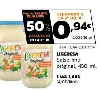 Supermercados Lupa Ligeresa Salsa Fina Original oferta