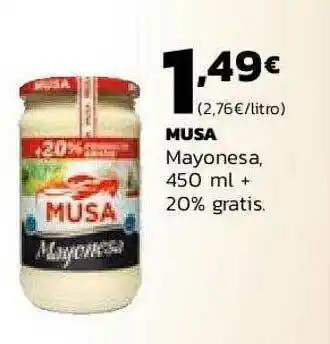 Supermercados Lupa Musa Mayonesa 450 Ml + 20% Gratis oferta