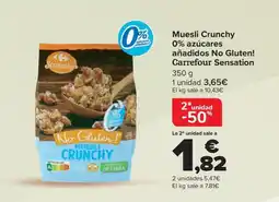 Carrefour Muesli Crunchy 0% azúcares añadidos No Gluten! Carrefour Sensation oferta