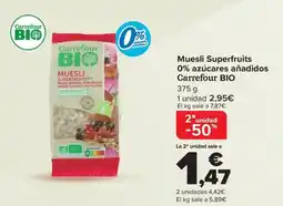Carrefour Muesli Superfruits 0% azúcares añadidos Carrefour BIO oferta