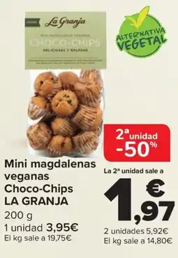 Carrefour LA GRANJA Mini magdalenas veganas Choco-Chips oferta