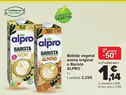 Carrefour ALPRO Bebida vegetal avena original o Barista oferta