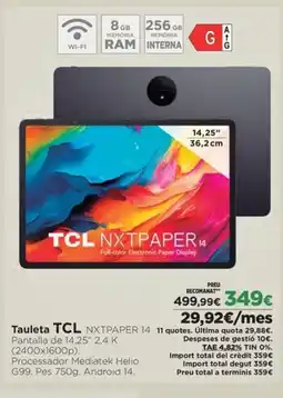 El Corte Inglés TCL Tauleta oferta