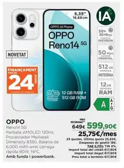 El Corte Inglés OPPO Reno14 5G oferta