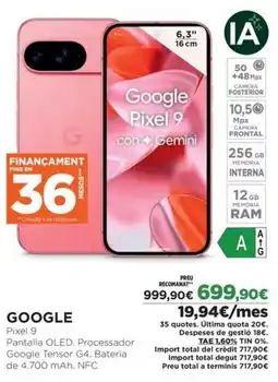 El Corte Inglés GOOGLE Pixel 9 oferta