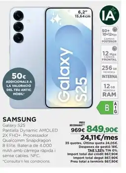 El Corte Inglés SAMSUNG Galaxy S25 oferta