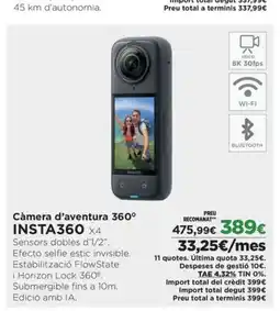 El Corte Inglés INSTA360 Càmera d'aventura 360° oferta