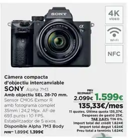 El Corte Inglés SONY Càmera compacta d'objectiu intercanviable oferta