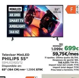 El Corte Inglés PHILIPS 55" Televisor MiniLED oferta