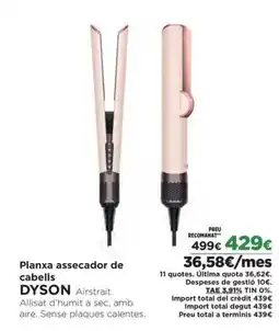 El Corte Inglés DYSON Planxa assecador de cabells oferta