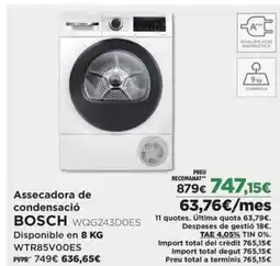 El Corte Inglés BOSCH Assecadora de condensació oferta