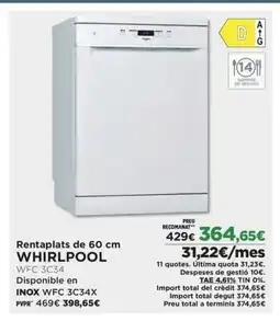 El Corte Inglés WHIRLPOOL Rentaplats oferta