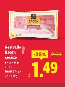 Lidl REALVALLE Bacon cocido oferta