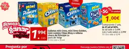 Maskom Supermercados Galletas mini Oreo, mini Oreo Golden, mini cookies Chips Ahoy o rellena choco de Principe Lu oferta