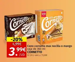 Maskom Supermercados CORNETTO Cono cornetto max nocilla o mango oferta