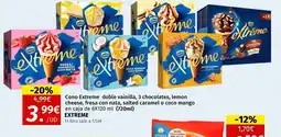 Maskom Supermercados EXTREME Cono Extreme doble vainilla, 3 chocolates, lemon cheese, fresa con nata, salted caramel o coco mango oferta