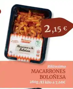 Maskom Supermercados RIKISSSIMO Macarrones boloñesa oferta