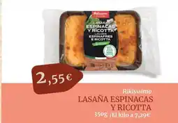 Maskom Supermercados RIKISSSIMO Lasaña espinacas y ricotta oferta