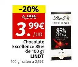 Maskom Supermercados LINDT Chocolate Excellence 85% oferta