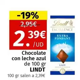 Maskom Supermercados LINDT Chocolate con leche azul oferta