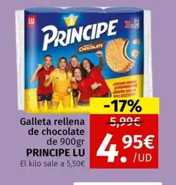 Maskom Supermercados PRINCIPE LU Galleta rellena de chocolate oferta
