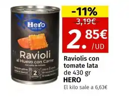 Maskom Supermercados HERO Raviolis con tomate lata oferta