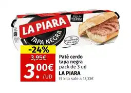 Maskom Supermercados LA PIARA Paté cerdo tapa negra oferta