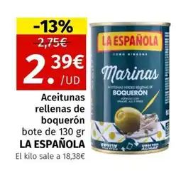 Maskom Supermercados LA ESPAÑOLA Aceitunas rellenas de boquerón oferta