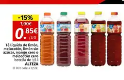 Maskom Supermercados ALTEZA Té líquido de limón, melocotón, limón sin azúcar, mango cero o melocotón cero oferta