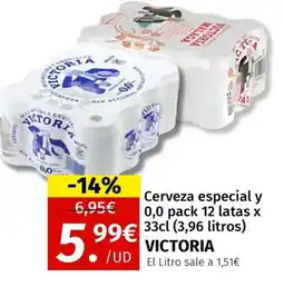 Maskom Supermercados VICTORIA Cerveza especial y 0,0 oferta