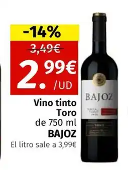 Maskom Supermercados BAJOZ Vino tinto Toro oferta