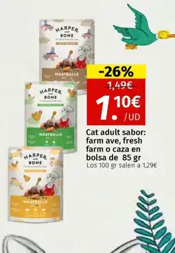 Maskom Supermercados Cat adult sabor: farm ave, fresh farm o caza en bolsa oferta