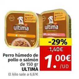 Maskom Supermercados ULTIMA Perro húmedo de pollo o salmón oferta