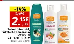 Maskom Supermercados NATURAL HONEY Gel nutritivo miel, hidratante o amazonia oferta