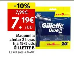 Maskom Supermercados GILLETTE B Maquinilla afeitar 2 hojas fija 15+5 uds oferta