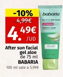 Maskom Supermercados BABARIA After sun facial gel aloe oferta