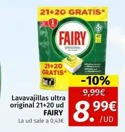 Maskom Supermercados FAIRY Lavavajillas ultra original 21+20 ud oferta