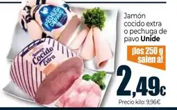 Unide Supermercados UNIDE Jamón cocido extra o pechuga de pavo oferta