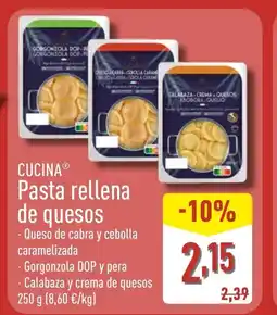 ALDI CUCINA Pasta rellena de quesos oferta