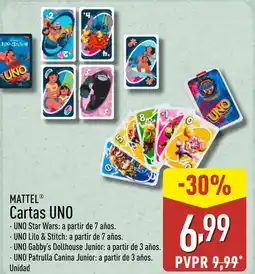 ALDI MATTEL Cartas UNO oferta