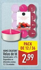 ALDI HOME CREATION Velas de té oferta