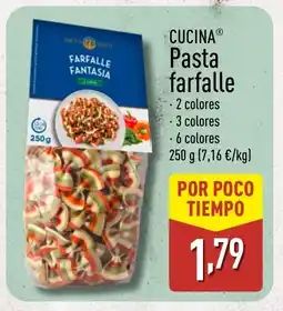 ALDI CUCINA Pasta farfalle oferta