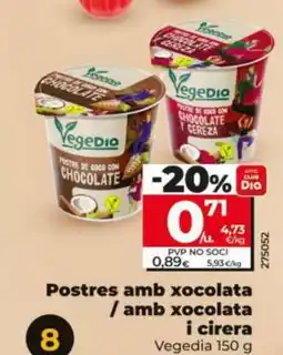 Dia Postres amb xocolata / amb xocolata i cirera oferta