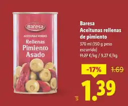 Lidl BARESA Aceitunas rellenas de pimiento oferta