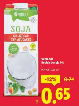Lidl VEMONDO Bebida de soja 0% oferta