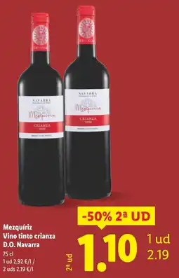 Lidl Mezquíriz Vino tinto crianza D.O. Navarra oferta