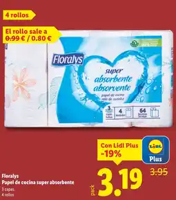 Lidl FLORALYS Papel de cocina super absorbente oferta